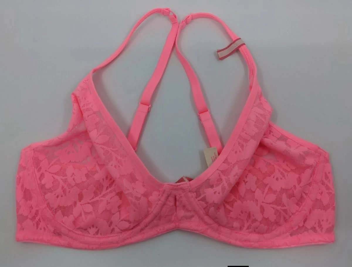 Brand : Uncommon Sense Malibu Pink Unlined Lace Plunge Bra&nbsp;