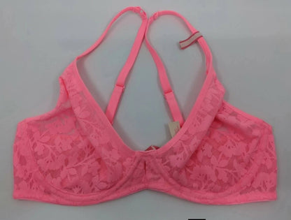 Brand : Uncommon Sense Malibu Pink Unlined Lace Plunge Bra&nbsp;