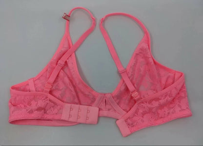 Brand : Uncommon Sense Malibu Pink Unlined Lace Plunge Bra&nbsp;