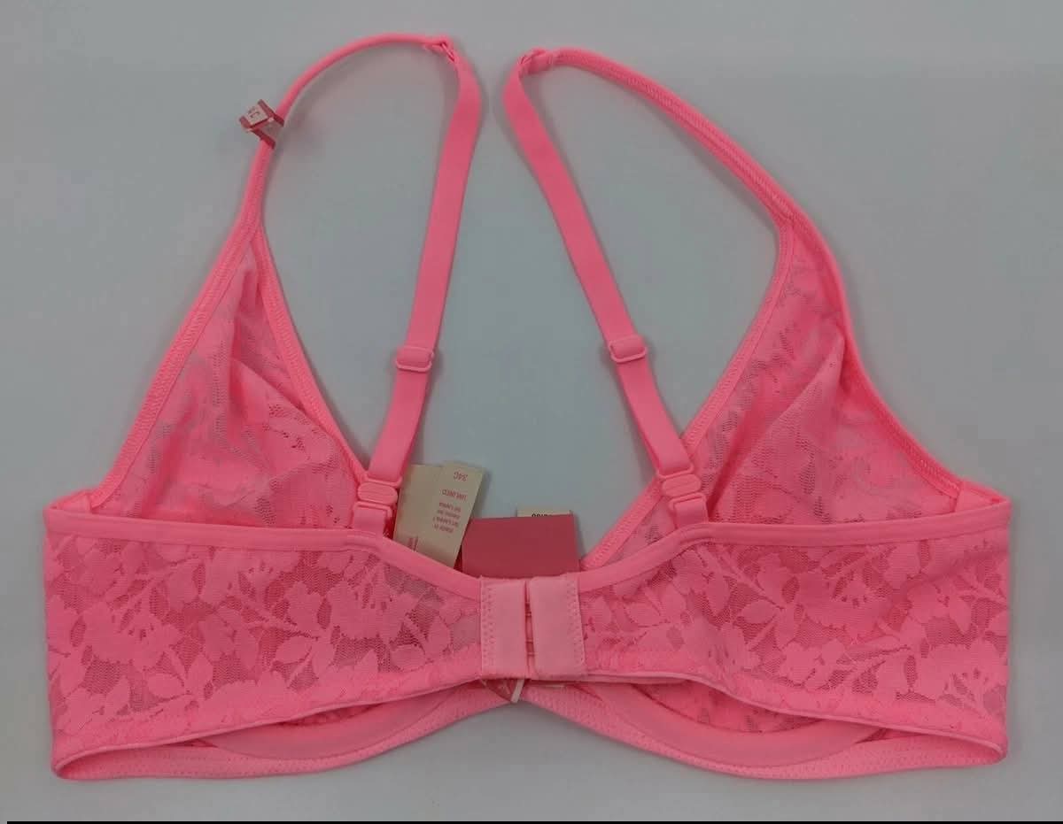 Brand : Uncommon Sense Malibu Pink Unlined Lace Plunge Bra&nbsp;