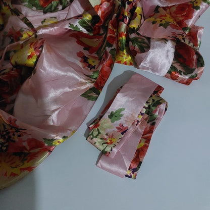 Women's Floral Satin Kimono Short Robe
