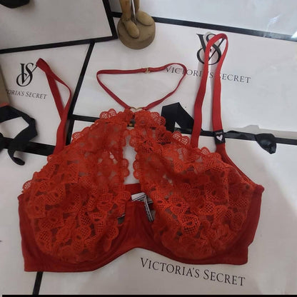Victoria's Secret Dream Angels Sweetheart Lace Open Cup Halter Bra Available Size : 32-C. 34-DD