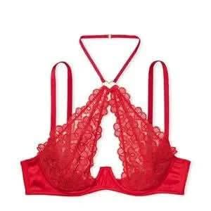 Victoria's Secret Dream Angels Sweetheart Lace Open Cup Halter Bra Available Size : 32-C. 34-DD
