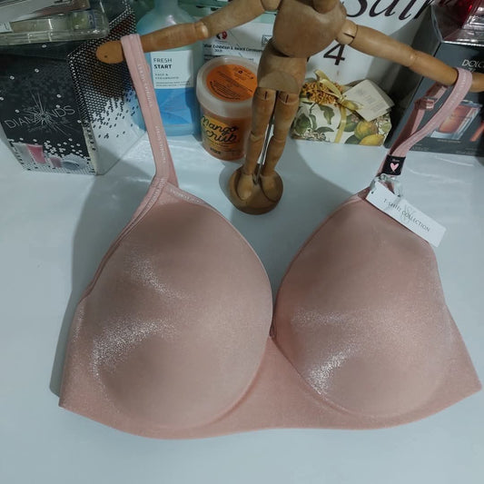 Victorias Secret  The T-Shirt  Demure Pink T Shirt Logo Strap Bra Size : 38-E