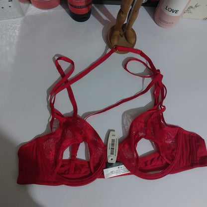 Adore Me – True Red Lace Cut-Out Bra Size : 36-B