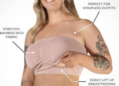 Q-T Intimates Seamless Pullover Nursing Bandeau Bra with Removable Transparent Straps Size : Medium