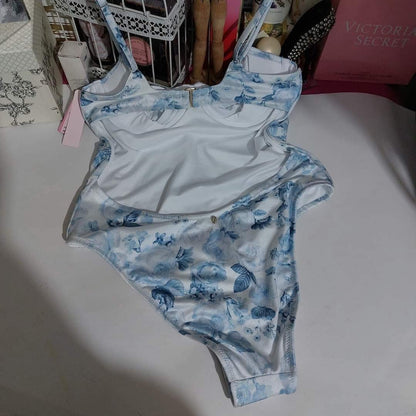 Victoria's Secret Blue Floral Underwire One-Piece Swimsuit
