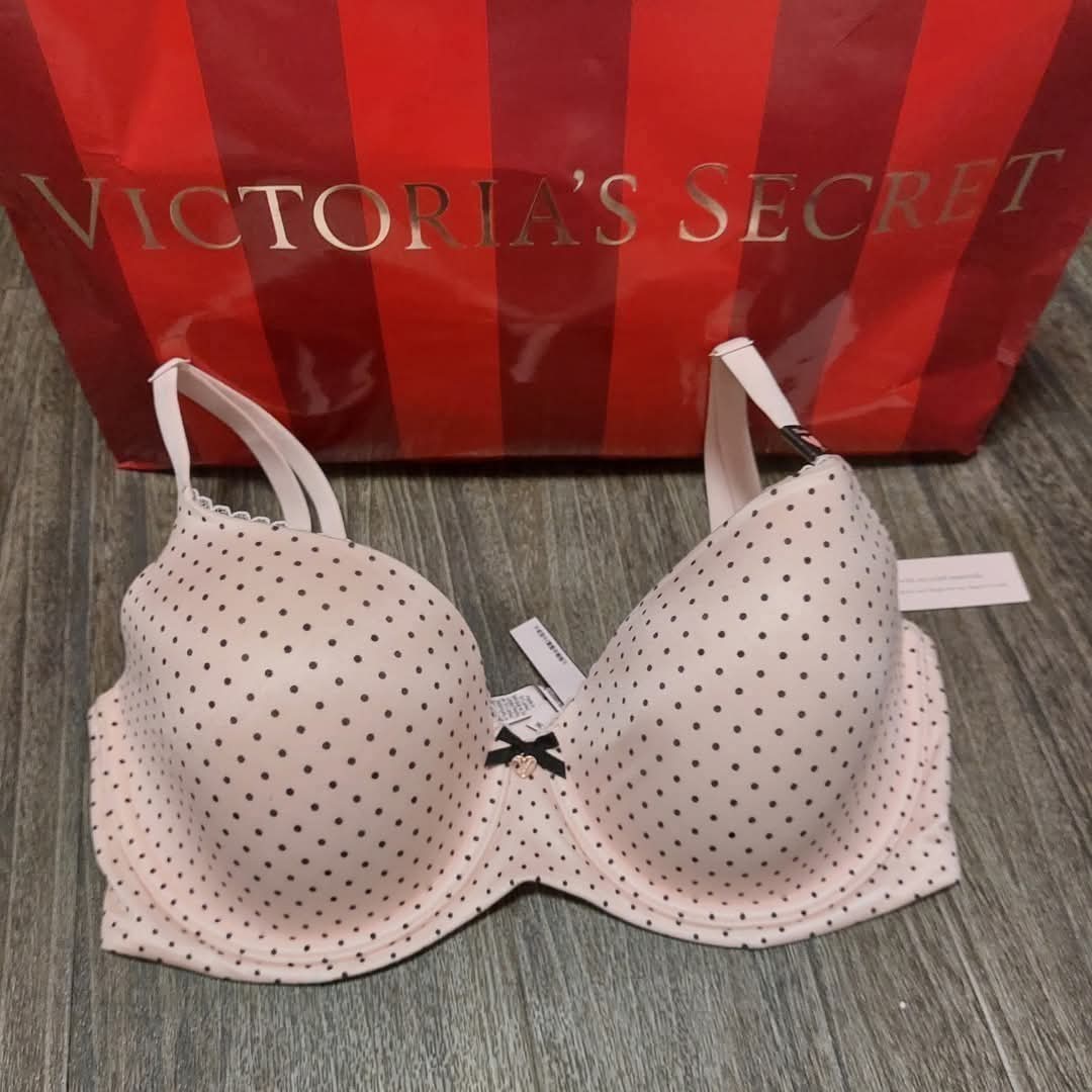 Victoria's Secret Body By VS Lightly Padded T-Shirt Bra - Pink Polka Dot