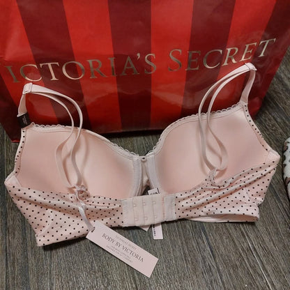 Victoria's Secret Body By VS Lightly Padded T-Shirt Bra - Pink Polka Dot
