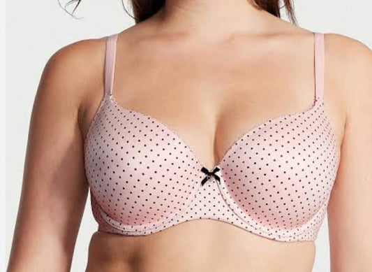 Victoria's Secret Body By VS Lightly Padded T-Shirt Bra - Pink Polka Dot
