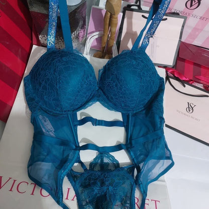 Victoria's Secret Very Sexy Bombshell Lace Teddy - Teal