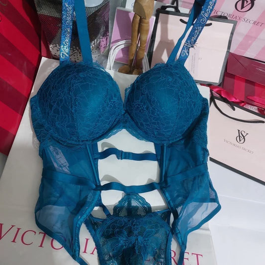 Victoria's Secret Very Sexy Bombshell Lace Teddy - Teal