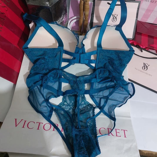 Victoria's Secret Very Sexy Bombshell Lace Teddy - Teal
