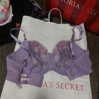 Victoria's Secret Dream Angels Floral Embroidered Unlined Demi Bra - Lavender