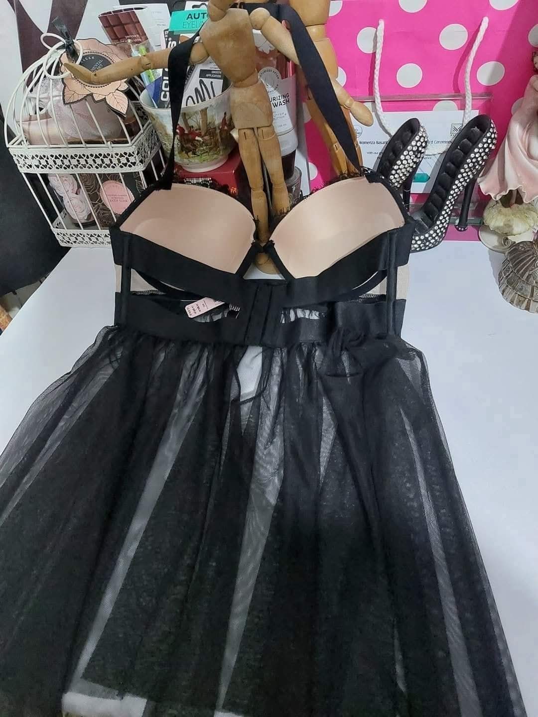 Victoria's Secret Eyelash Lace Babydoll & Tulle Skirt Set