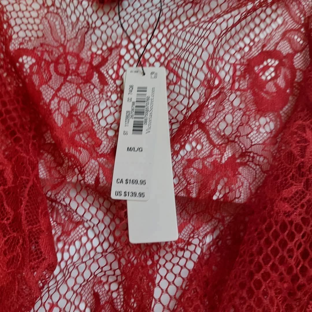 Victoria's Secret Bride Fishnet Lace Robe - Red