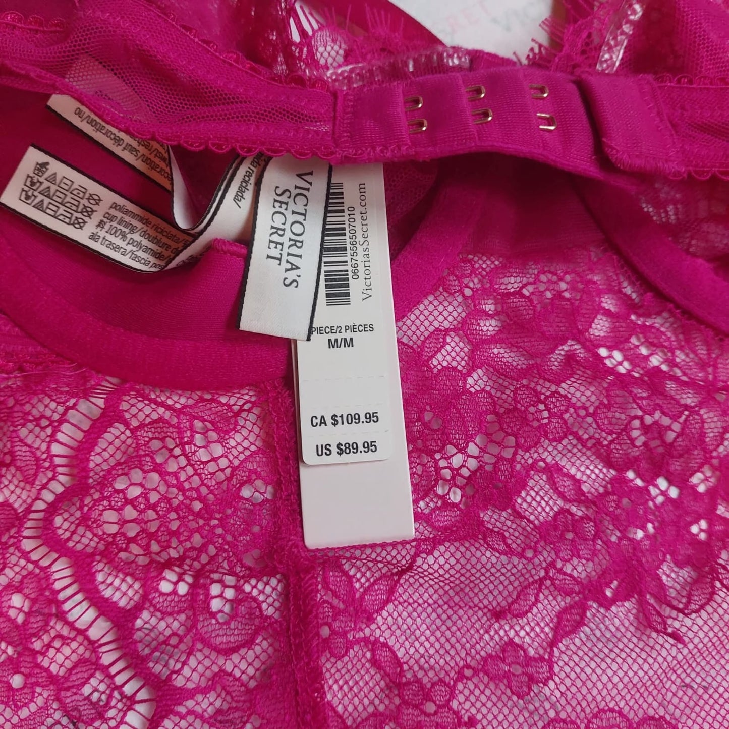Victoria's Secret Wicked Unlined Rose Lace Apron Babydoll Set