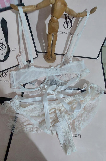 Victoria's Secret Wicked Lace Babydoll & Panty Set - Bridal White