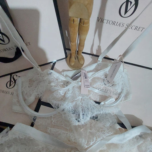 Victoria's Secret Wicked Lace Babydoll & Panty Set - Bridal White