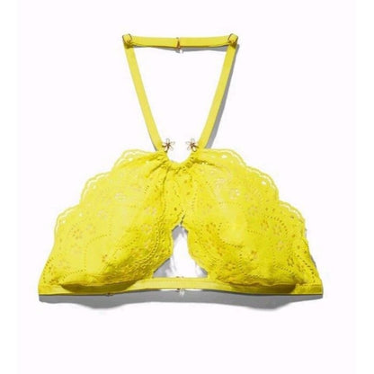 SAVAGE X FENTY Bombshell Broderie Lace Halter Butta Yellow Bralette
